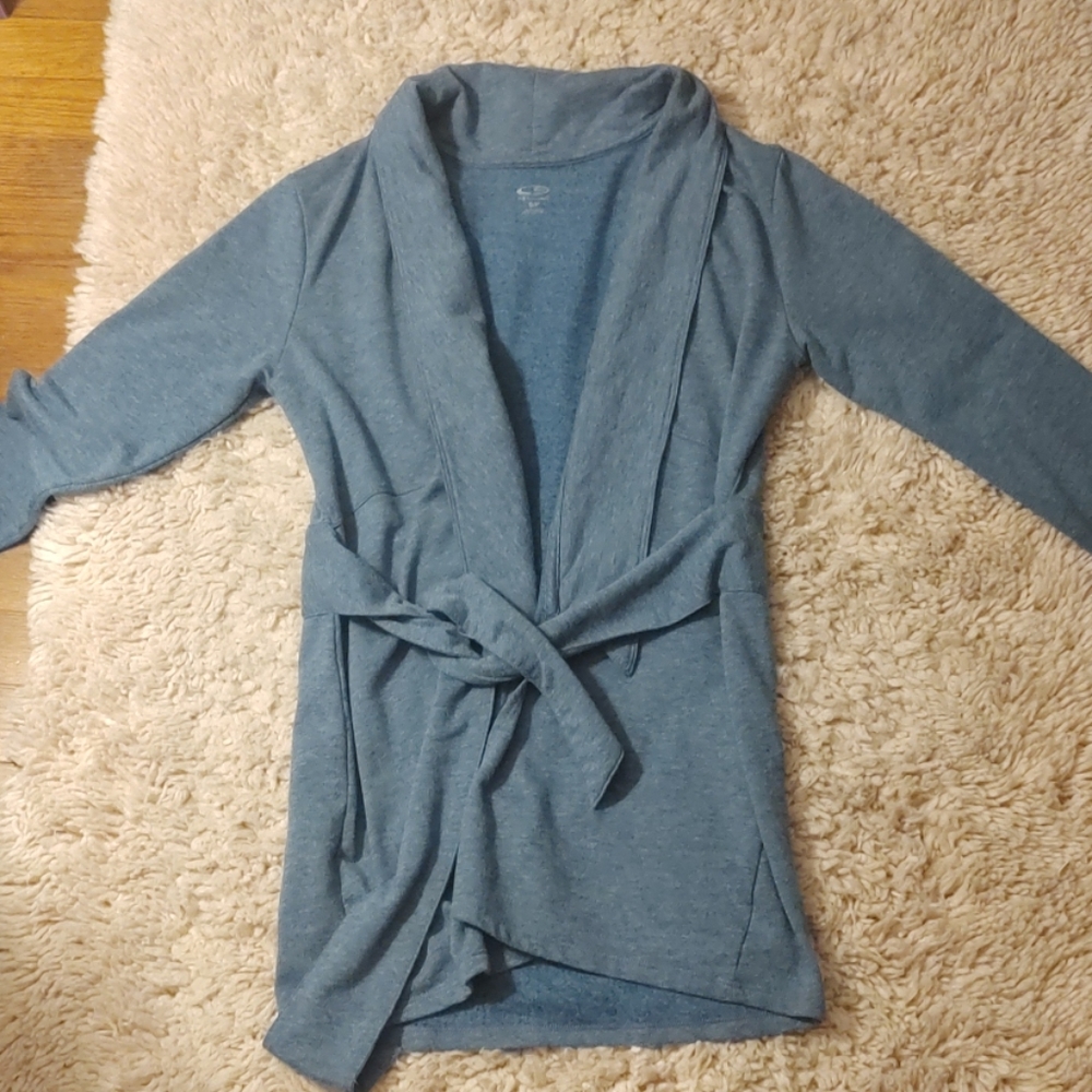 Women's small fleece sweatshirt jacket blue